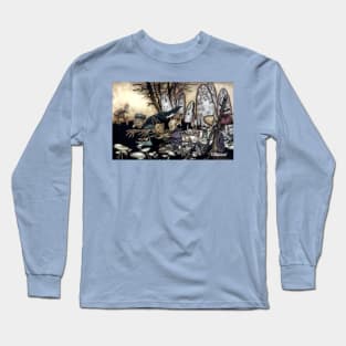 A band of workmen, who were sawing down a toadstool - Peter Pan at Kensington Gardens - Arthur Rackham Long Sleeve T-Shirt